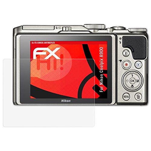 atFoliX Nikon Coolpix A900 Anti-choc Film Protecteur - 3 x FX-Shock-Antireflex amortisseur anti-  blouissement Anti-casse Protecteur d   cran