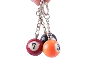 S-JIANG Billiards Ball Keyring - 16pcs Billiard Key Chain Pool Keychain Ball Keyrings Key Rings