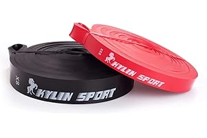 KYLIN SPORT Assisted Pull Up Resistance Band Training Yoga Pilates Elastic Loop Stretch for Crossfit Gymnastics Power-lifting (Set of 2 (Red + Black))