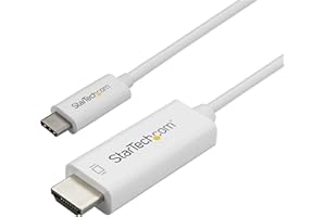 StarTech.com Adaptateur USB-C vers HDMI de 1m - Câble Vidéo USB Type C vers HDMI 2.0 - 4K60Hz - Compatible Thunderbolt 3 - Convertisseur USB-C à HDMI - DP 1.2 Alt Mode HBR2 - Blanc (CDP2HD1MWNL)