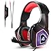 Produktbild Tenswall Gaming Headset für PS4 Xbox One PC Nintendo Switch/3DS, Gaming Kopfhörer mit Mikrofon, Buntes LED-Licht für Computer Laptop Mac Tablet Smartphone