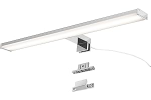 Alpinaluz Applique LED per Specchio Bagno – Luce Bianca Neutra 4000K – IP44 – Struttura in Alluminio e Policarbonato Cromato – Montaggio su Specchio, Parete o Mobile (50cm 12W)