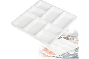 MIGUBIGU Tavolozza per Pittura in Ceramica 8 Pozzi Quadrato, Tavolozza di Vernice in Ceramica, Tavolozza di Colori per Artisti Porcellana per Acquerello Gouache Pittura Ad Olio Acrilic 18,5cm