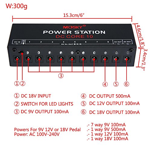 niceEshop(TM) Guitar Pedal Power Supply 10 Isolated DC Output for  9V/12V/18V Effect Pedal with Isolated Short Circuit / Over Current  Protection for Guitar Effects Pedal Boards- Buy Online in Faroe Islands at