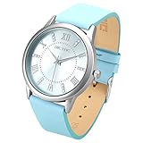 Dictac Armbanduhr Classic 98ft Wasserdichte Runde Uhr Mit Quarz Echtes Lederband Für Damen