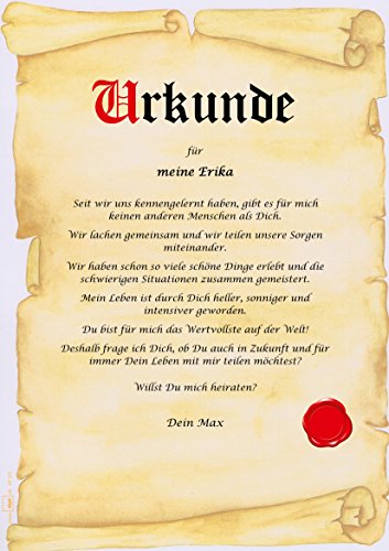 Heiratsantrag Urkunde persönliche Geschenk Karte Hochzeit Liebe heiraten Pergament div. A4 Papier Motive - 3