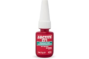 Loctite 271, frein filet résistance forte, frein filet rouge pour blocage et étancheité des fixations filetées, Flacon 5 ml - aspect rouge