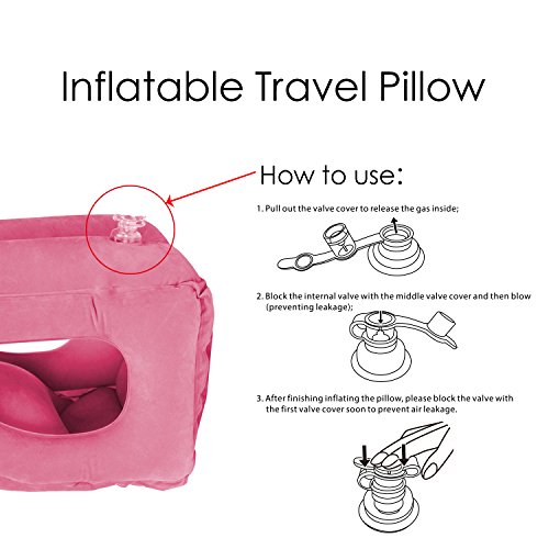 Aufblasbares Reisekissen für Flüge,Zugreisen,Fernbus, Tragbare Multifunktions Reise Nackenkissen, Nickerchenkissen - 2