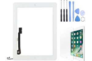 HEDYWEI para iPad 4 Pantalla Táctil Digitalizador Panel Frontal Reemplazo de Reparación con botón Home, Herramientas y Adhesivo (Blanco)