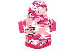 SMALLLEE_LUCKY_STORE Small Dog Camo Hoodie Shirt Chihuahua Clothes for Girls Puppy Tee Shirt for Cat Yorkshire Toy Poodle Pink XS