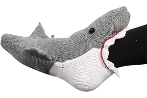Loozykit Chaussettes en Tricot Crocodile, Chaussettes Requin Poisson Mignonnes Drôles Chaussons Chaussettes Drôles 36-40 Cadeau de Noël Chaussettes de Sol pour Homme Femme