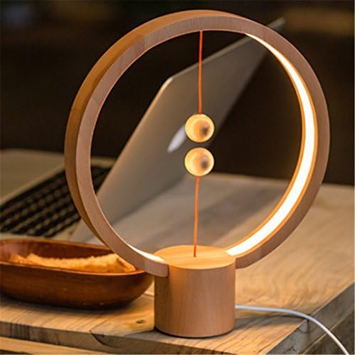 RQYL Magnetic Balance Lamp, Smart Half-Empty Switch LED Desk Lamp Bedroom Reading Wood Night Light