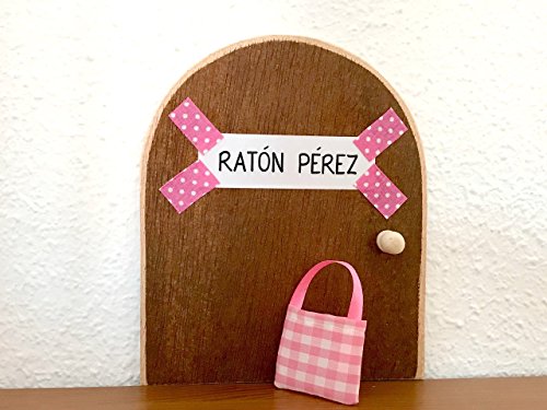 La auténtica puerta rosa mágica del Ratoncito Pérez ♥ De regalo una preciosa bolsita de tela ♥ para dejar el diente. El Ratoncito Pérez, vendrá a por tu diente y te dejará una monedita ♥