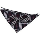 DQT Premium Cotton Blend Scottish Tartan Navy and White with Red Men's Formal Casual Business Tuxedo Pre-Tied Bow Tie with Matching Handkerchief Pocket Square Hanky Set