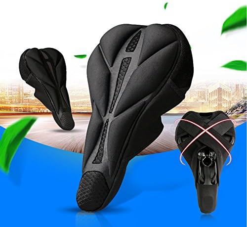 Bike Seat Cover Gel, Cymall Big Size Soft Wide Gel Bicycle Cushion for Bike Saddle, Comfortable Bike Seat Cover for Women and Men Fits Cruiser and Stationary Bikes, Indoor Cycling, Spinning With Waterpoof Cover (Black)