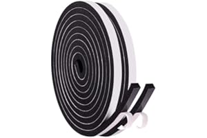 YANKUIRUI Samoprzylepna taśma uszczelniająca do drzwi, uszczelka okienna, 6 mm (szer.) x 6 mm (średnica), 10 m (dł.), taśma piankowa, gumowa uszczelka chroniąca przed zimnymi przeciągami /