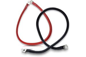 KUBOWAI 2 Pcs Cable Batterie Onduleur avec Borne à Anneau Fil de Cuivre, Câble de Batterie 12V, 16mm² 5AWG 50cm, pour Motos, Voitures, Bateaux, Solaire Rouge Noir (M8)