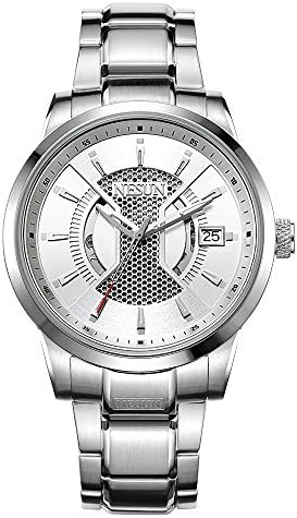 Nesun Military Automatic Analogue Watches for Men Sports Retro Stylish Stainless Steel Bracelet (White)