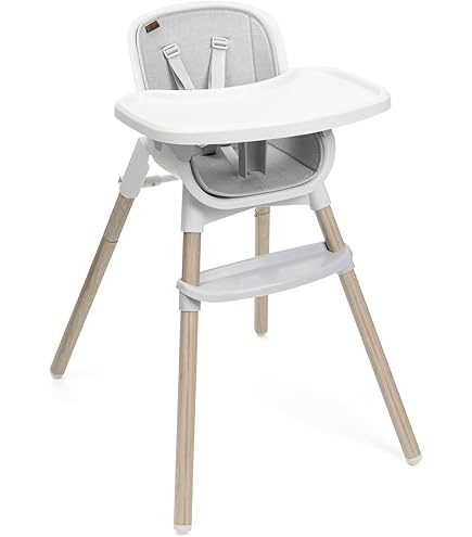 KikkaBoo Spoony 3-in-1 kinderstoel voor baby's, uitbreidbaar en opvouwbaar, tot 36 maanden, verhoogd of als tafel, afneembaar dienblad, grijs