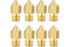 SSyang 8 Stück 3D Drucker DÜSe, MK8 3D Drucker Messing Düsen, 0,4 mm Messing DÜSen Nozzle Extruder Druckkopf, für Phaetus hotend, Creality Ender 3, CR-10, Ender-3 S1 Pro, CR-6 SE(Gold)