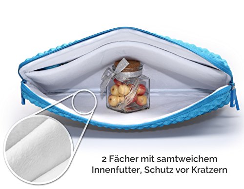 Urcover® Steppmuster Laptop Schutz-Hülle Sleeve Tasche mit Zubehörfach Blau | 15,4 Zoll 39,6 cm | Tablet Schutzhülle Notebook Cover | für Macbook iPad Galaxy Tab | Aktentasche - 2