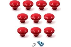 FLOMORE rouge Poignées et boutons de tiroir ceramique poignée de meuble porte bouton Pour la chambre des enfants Pack de 10 (vient avec des vis)