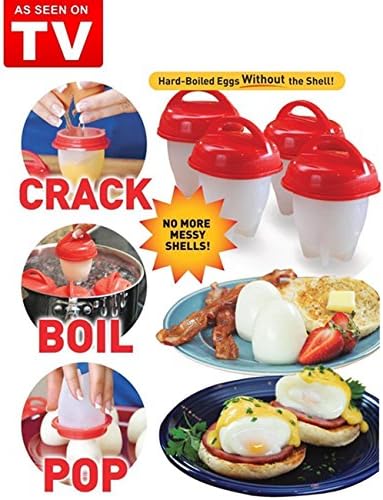 Egglettes Egg Cooker,Hard Boiled Eggs without the Shell (6pack) (Red)