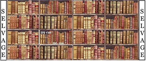 Designer-Vorhang, Motiv: Bücher, Baumwoll-Stoff, 280 cm breit (Meterware)