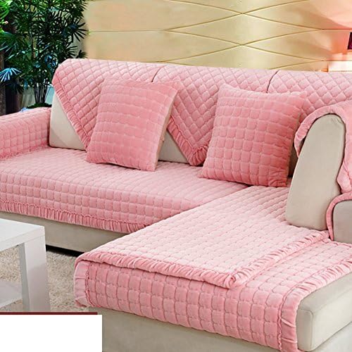 Sofa Slipcovers,Sofa Covers,Protector FurnitureWinter padded real leather slip plush sofa cushions/ cushion/ by black velvet fabric sofa towel-E 90x90cm(35x35inch)
