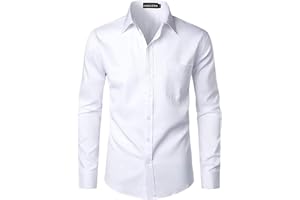 PARKLEES Chemise boutonnée élégante à coupe ajustée, manches longues et poche, style urbain, décontracté ou habillé, pour homme
