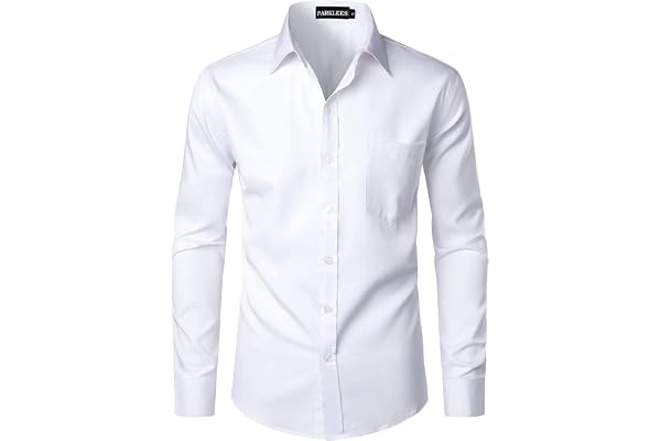 PARKLEES Chemise boutonnée élégante à coupe ajustée, manches longues et poche, style urbain, décontracté ou habillé, pour homme