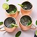 Produktbild Deik Moscow Mule Becher | Kupferbecher, Tassen Set 4er | Gehämmert | Vollkupferkrug | Doppelwandig | Keine Beschichtung | Handgefertigt, Rein, Groß | Glatt | Gin, Russian, Vodka, Geschenk | Ayurveda