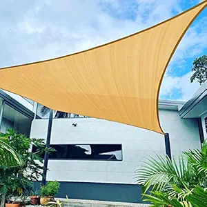 BELLE DURA 10'X13' Rectangle Sand Sun Patio Shade Sail Canopy Use for Patio Backyard Lawn Garden Outdoor Awning Shade Cover-185 GSM-Block 98% of UV Radiation-5Years Warranty