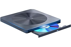 aelrsoch Unidad externa Blu-ray Reproductor de DVD/BD Lectura/Escritura Portátil USB 3.0 y Grabador de DVD Tipo C 4K Ultra Alta Definición para Win7/8/10/11/PC/Notebook PC