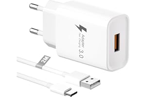 LEMSEN Chargeur USB Rapide 18W avec Câble USB C 2M, Quick Charge 3.0 Adaptateur Prise USB Secteur Chargeur Telephone Charge Rapide pour Samsung Galaxy S23/S22/S21/S10/S9/A13/A14/A34/A54,Xiaomi,Redmi,Huawei