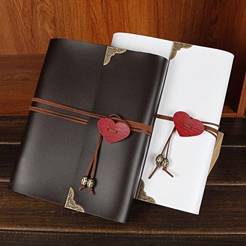 XIDUOBAO Vintage con ciondolo a forma di cuore, motivo: Album per foto, Amore-Album fotografico per nozze, Album portafoto, realizzato a mano, confezione speciale da donna, taglia: L, nero, L