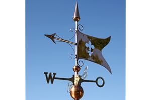 LINNEBORN METALLWAREN GMBH Große Wetterfahne 188 – Banner aus Kupfer mit Lilienmotiv – Windrichtungsanzeiger, Windfahne