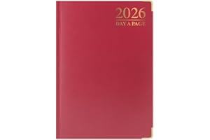 1ABOVE Premium Quality 2026 Diary | A5 Day to Page Diary | Hardback Gilt Edges Metal Corners for Home and Office Use (Red)