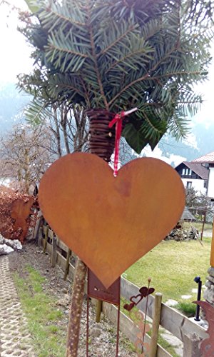 großes Rost Herz 20 cm x 19 cm zum Hängen schlicht - 2