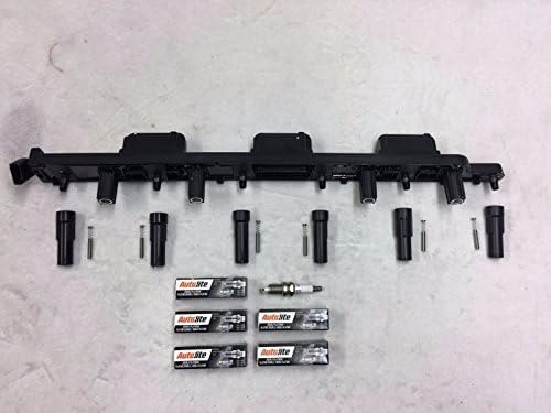 AUTOLITE NTY Ignition Coil & 6 x Double Platinum Spark Plug Wrangler TJ 4.0L 2000-2006