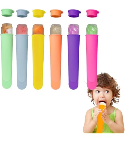 Set 7 Stampi Per Ghiaccioli In Silicone LIVAIA - Colorati, Con Coperchio, Per Gelati Fatti In Casa - Foto 5