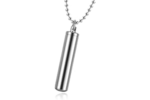 Zysta Stainless Steel Cylinder Cremation Ashes Urn Bottle Memorial Pendant Necklace Durable Memory Keepsake Vial Free Chain