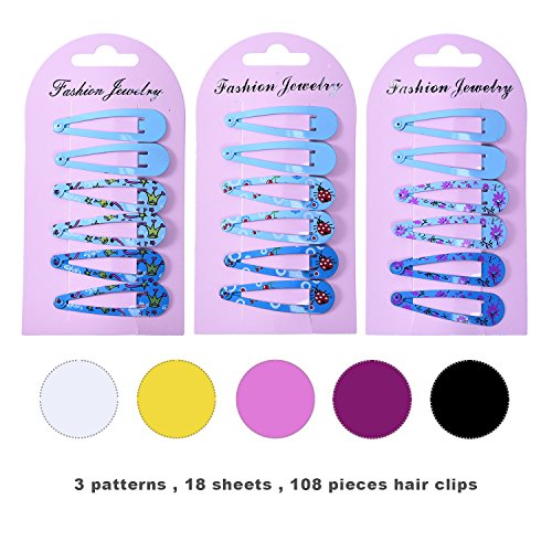 Mudder 108 Stück Haar Clips Haarklammer Metall Haarspangen für Baby Mädchen Kinder Kleinkinder, 3 Muster - 3