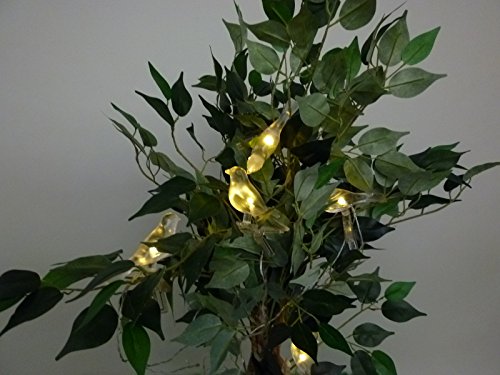 Solar Lichterkette 5 flammig Vogel mit Clip zum Klemmen, LED weiß Solarleuchte Dekoration - 2