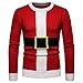 Produktbild SEWORLD Weihnachten Christmas Herren Männer Herbst Winter Weihnachten Drucken Strickjacke Xmas Langarm Bluse Tops(X1-d-rot,EU-54/CN-XXL)