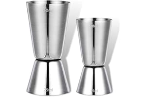 KEEPATY Keepatry Spirit Measures 25/50ml & 15/30ml Set - 2Pack 304 Stainless Steel Jigger Spirit Measure Set Cocktail Measure Cup Set Whisky Shot Measure for Gin Alcohol Drink