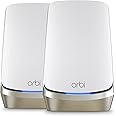 Netgear RBKE962 Orbi 960 Series Quad-Band WiFi 6E Mesh System AXE11000 10.8Gbps 10 Gig Port 2-Pack 1-year NETGEAR Armor included - White