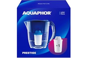 AQUAPHOR Wasserfilter Kanne Prestige Kobaltblau inkl. 1 A5 Filter I Karaffe für 2,8l I Passt in die Kühlschranktür I Reduziert Kalk & Chlor I Tischwasserfilter I Praktische Filterkanne
