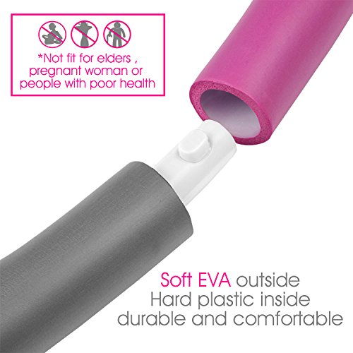 Hula Hoop , Ubegood Hula Hoop Serie zur Gewichtsreduktion Hula Hoop Sportarten Fitness Reifen Abnehmbarer Hula Hoop mit Schaumstoff 1,2kg, Grau und Rosa - 4