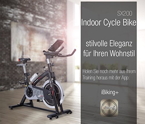 Sportstech Profi Indoor Cycle SX200 mit Smartphone App Steuerung + Google Street View, 22KG Schwungrad, Armauflage, Pulsgurt kompatibel – Speedbike mit flüsterleisem Riemenantrieb – Fahrrad Ergometer bis 125 KG - 7